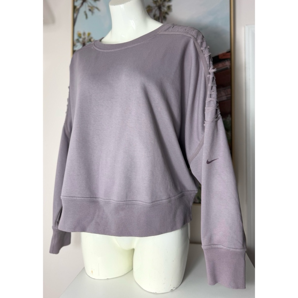 Nike Lilac Lace-Up Dri-Fit Fleece Training Sweatshirt Plus 1X Purple